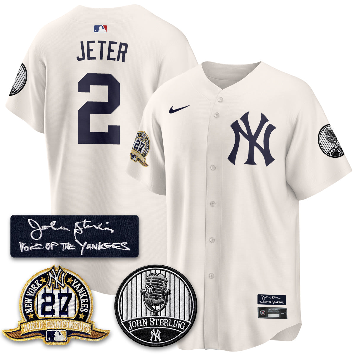 NYY John Sterling Tribute Patch Vapor Premier Limited Jersey - Stitched