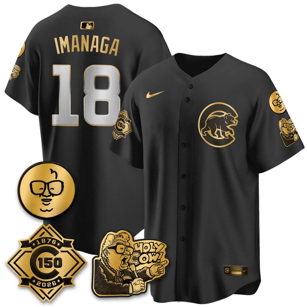 CHC 150th Anniversary Harry Caray Holy Cow Vapor Premier Limited Jersey - Stitched V3