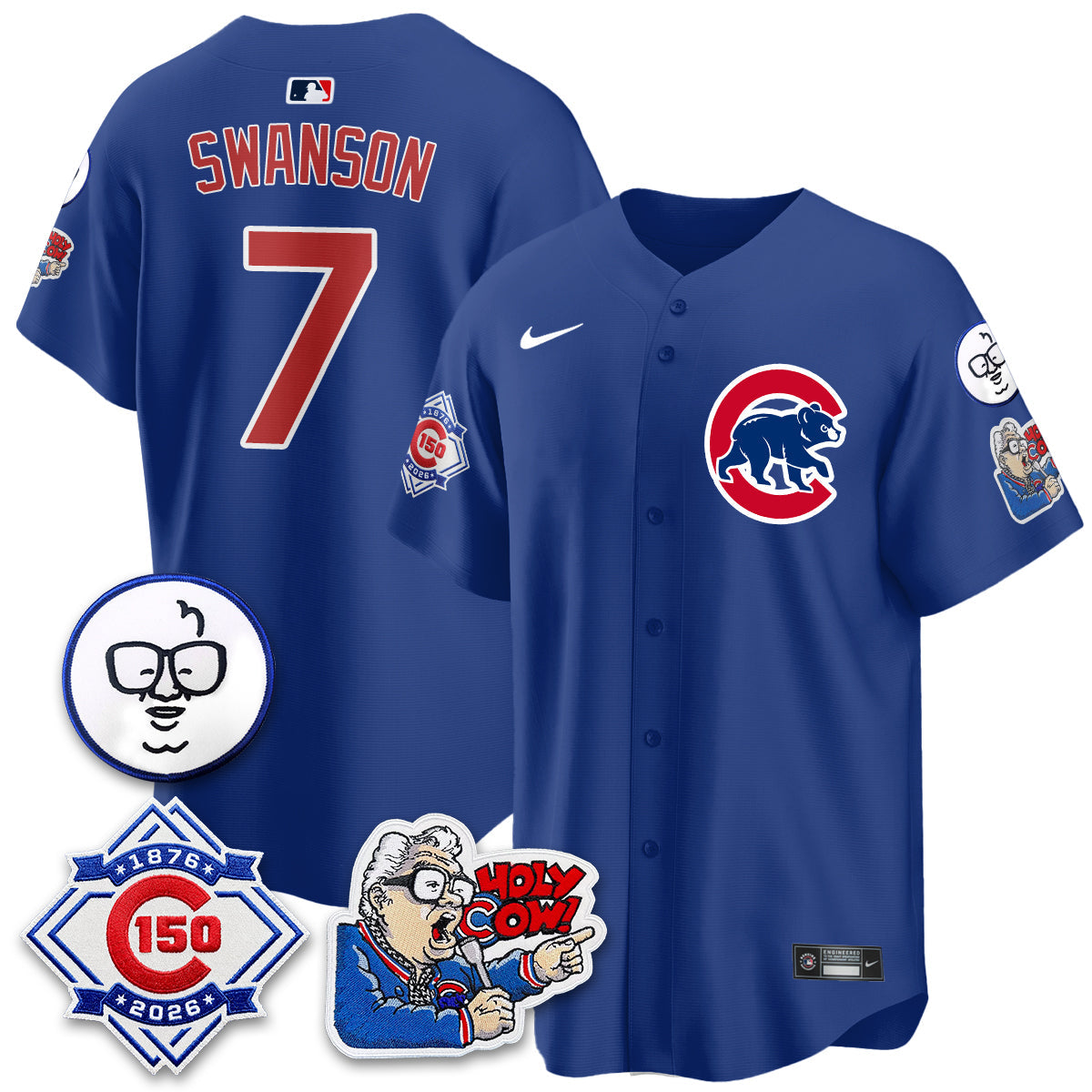 CHC 150th Anniversary Harry Caray Holy Cow Limited Navy Jersey - Stitched V2