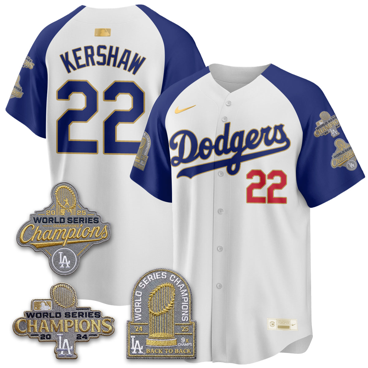 LAD Gold Collection Stadium Vapor Limited Jersey - Back to Back 9x Champs - Stitched