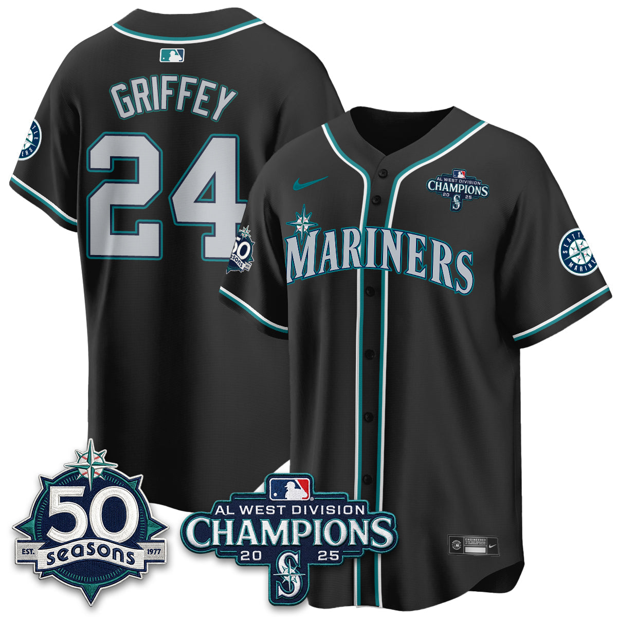 SEA 50th Anniversary Black Out Style Vapor Premier Limited Jersey - Stitched