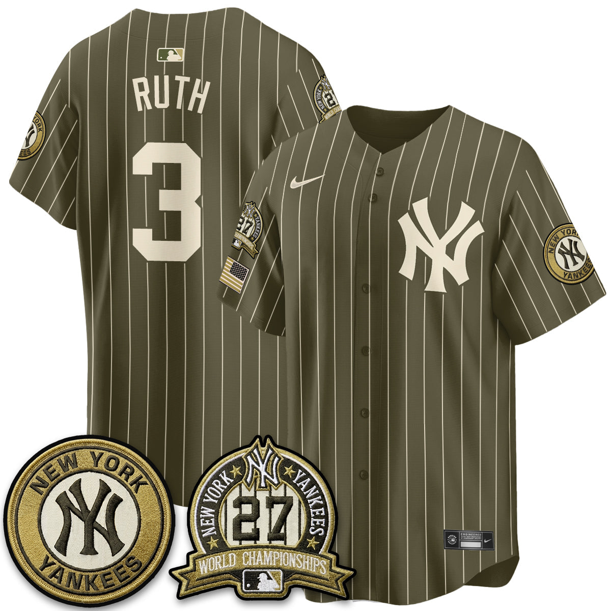 NYY New Era Olive 2026 Armed Forces Day Jersey -All Stitched