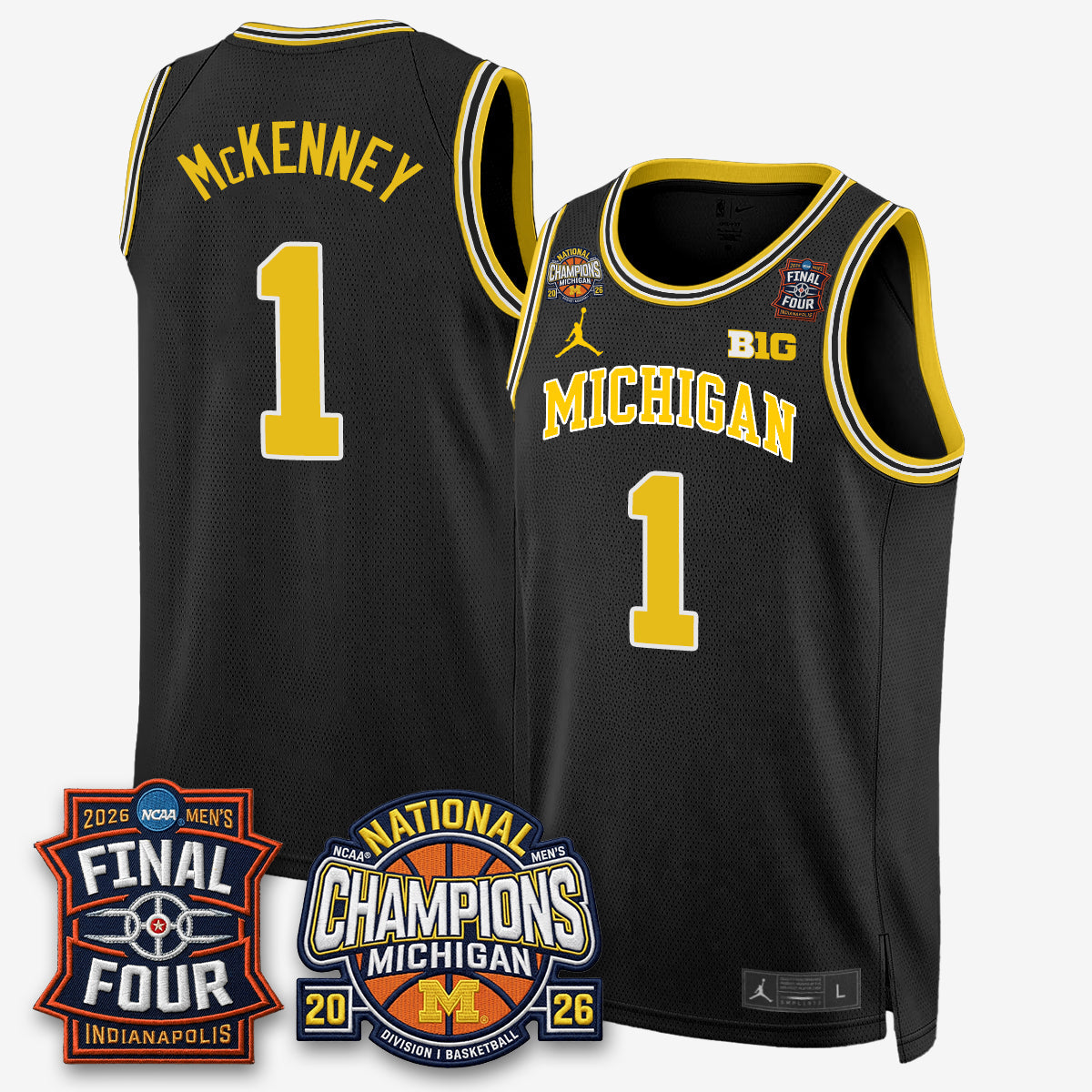 MICH Men's Basketball National Champions Big Text Limited Vapor Jersey - All Stitched
