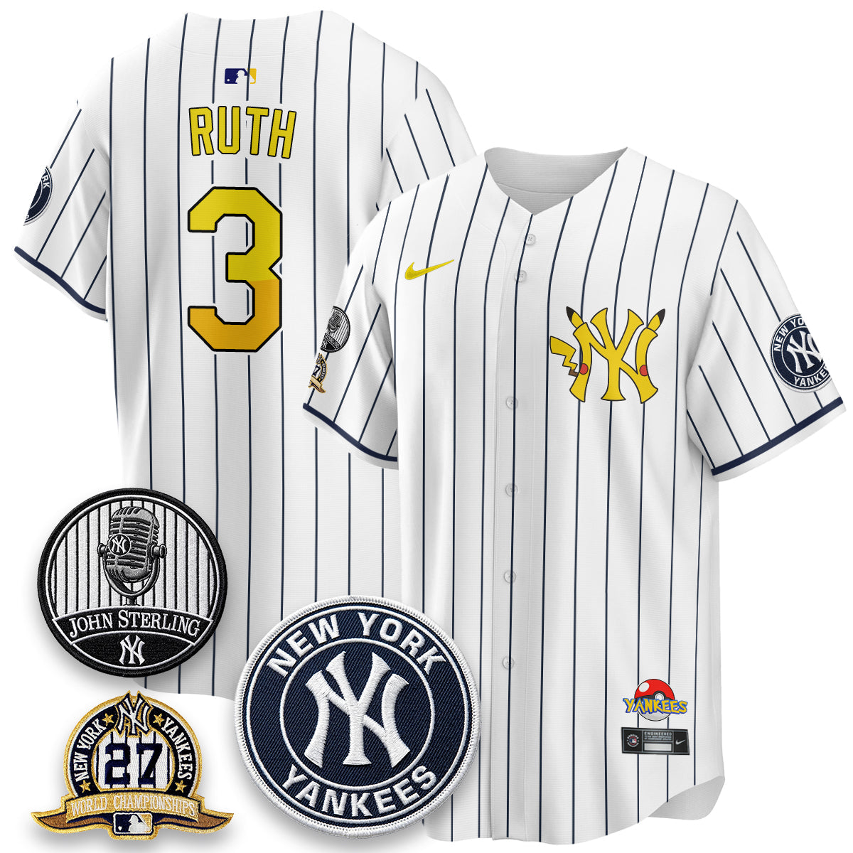 NYY x PKM Cartoon Limited Jersey -  Stitched