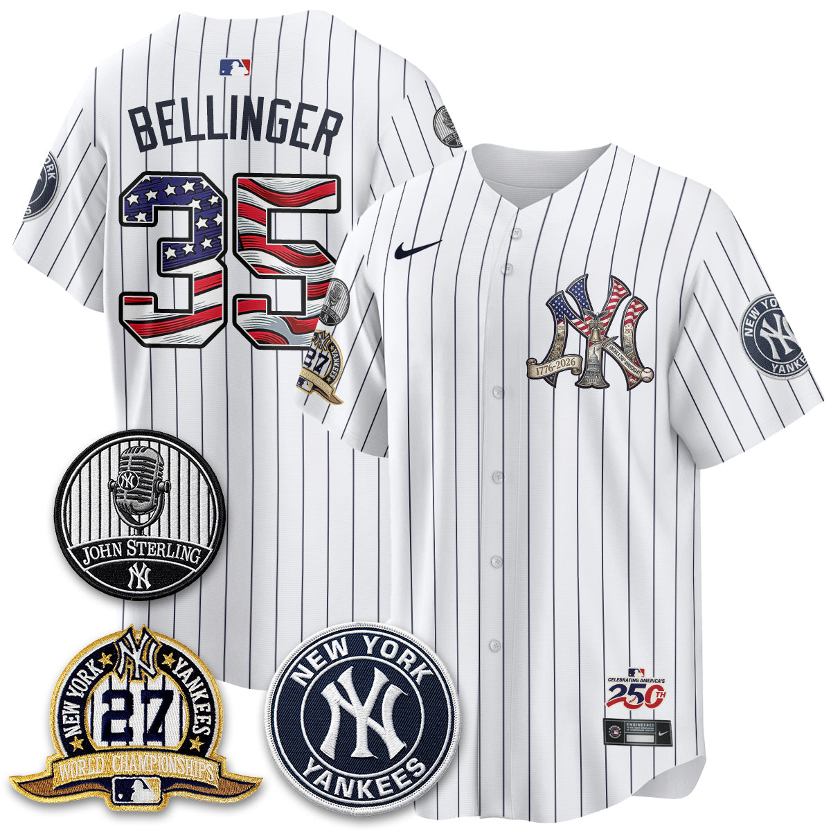 NYY Independence Day USA Vapor Limited Jersey - Stitched