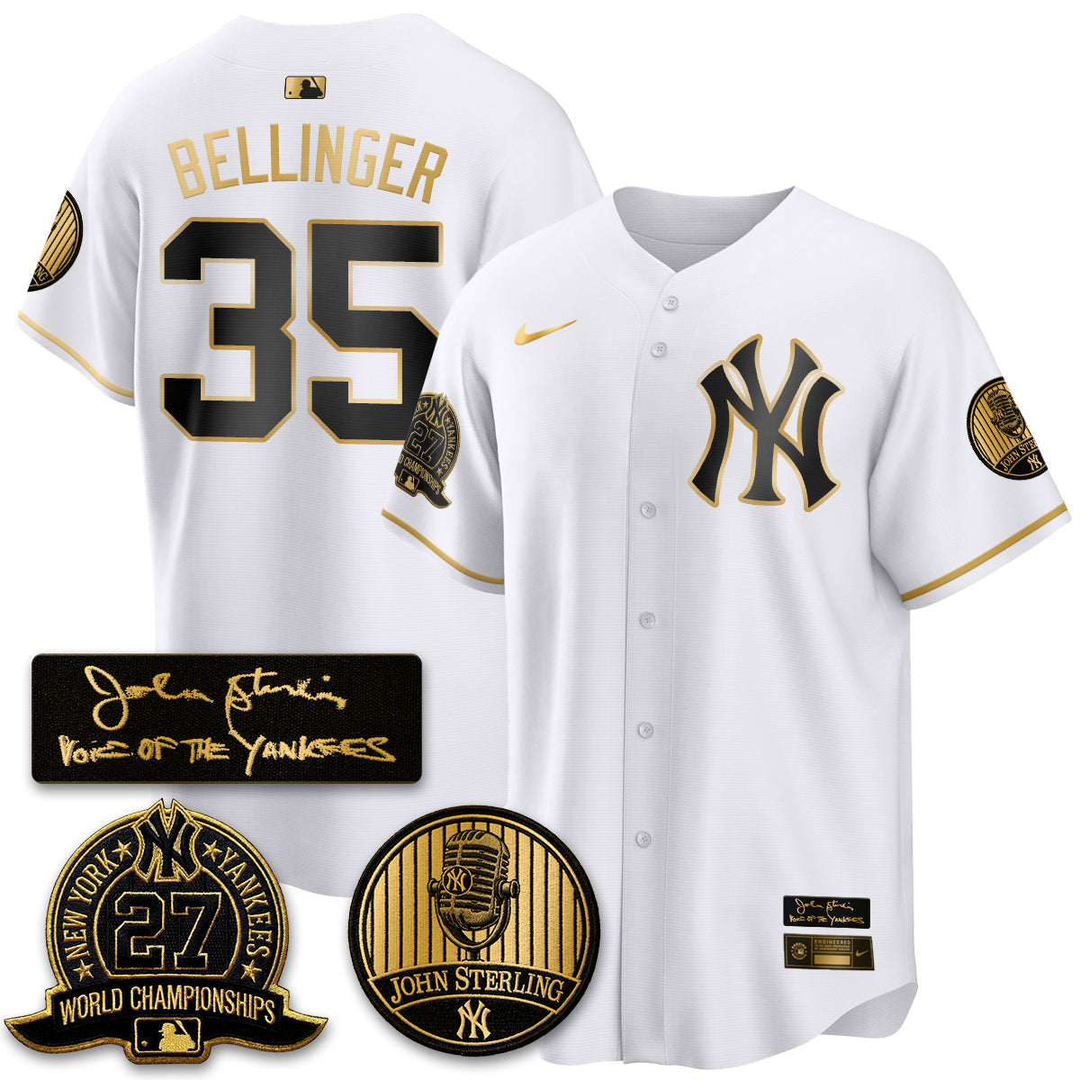 NYY John Sterling Tribute Patch Vapor Premier Limited Jersey - Stitched