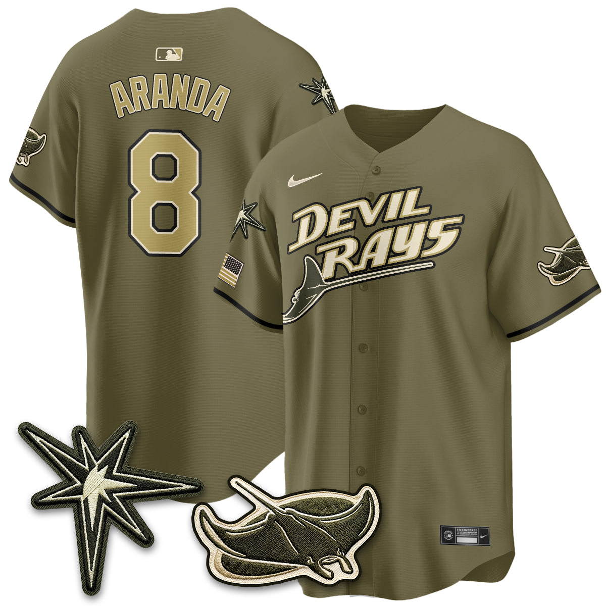 TB New Era Olive 2026 Armed Forces Day Jersey - All Stitched
