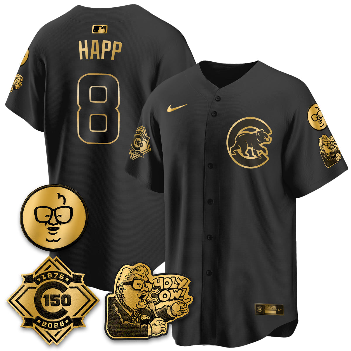 CHC 150th Anniversary Harry Caray Holy Cow Vapor Premier Limited Jersey - Stitched V3