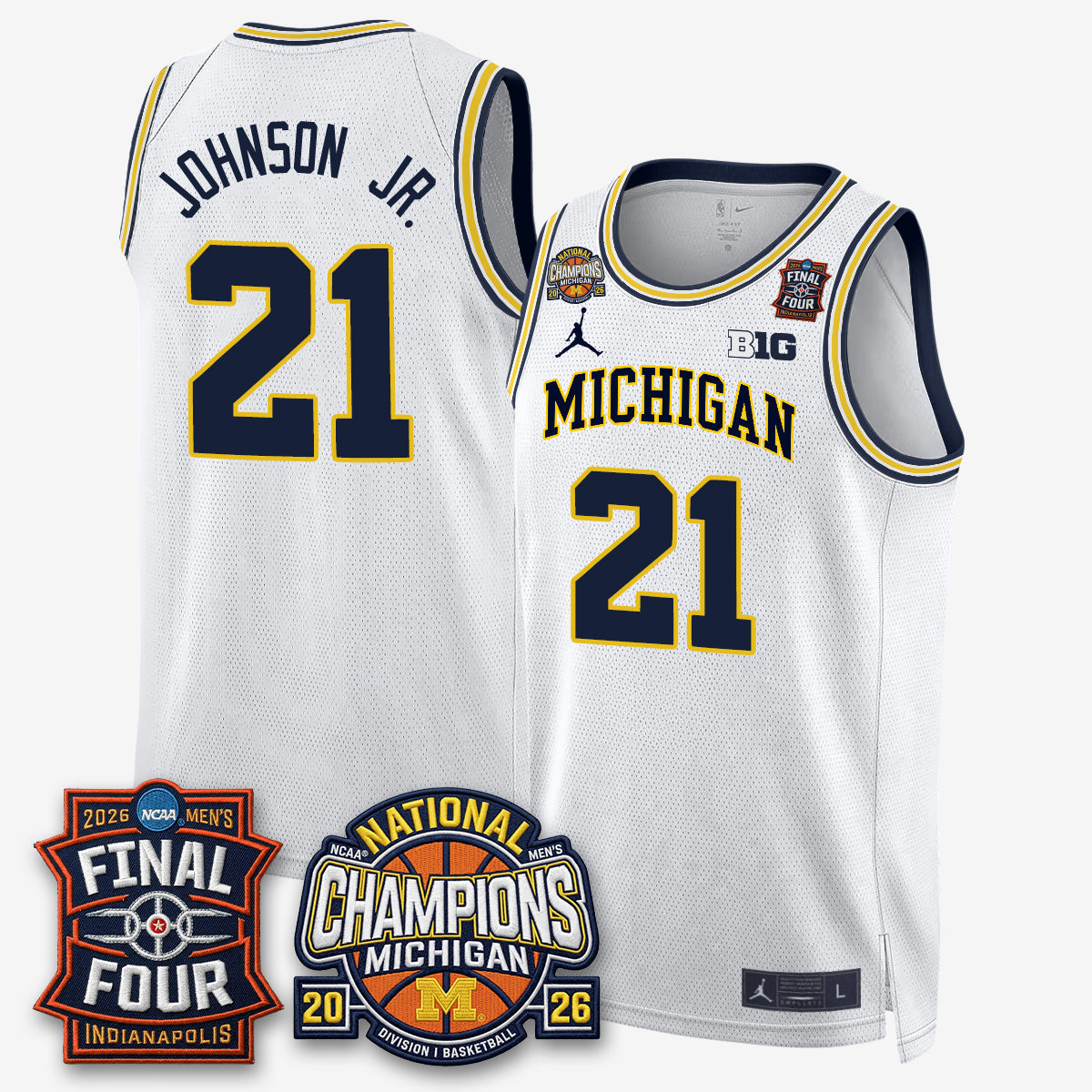 MICH Men's Basketball National Champions Big Text Limited Vapor Jersey - All Stitched