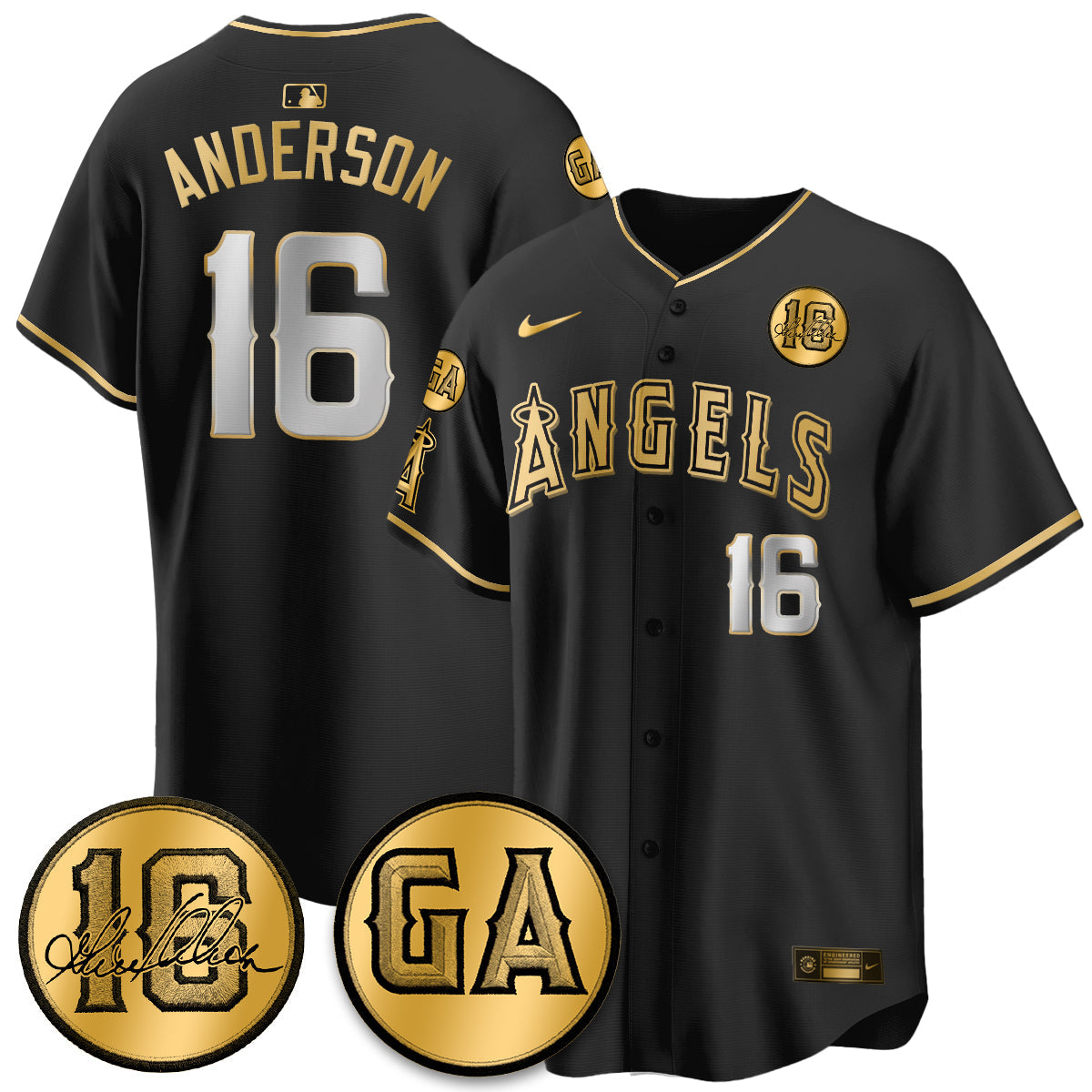 LAA Garret Anderson Tribute Patch Vapor Jersey - All Stitched V2