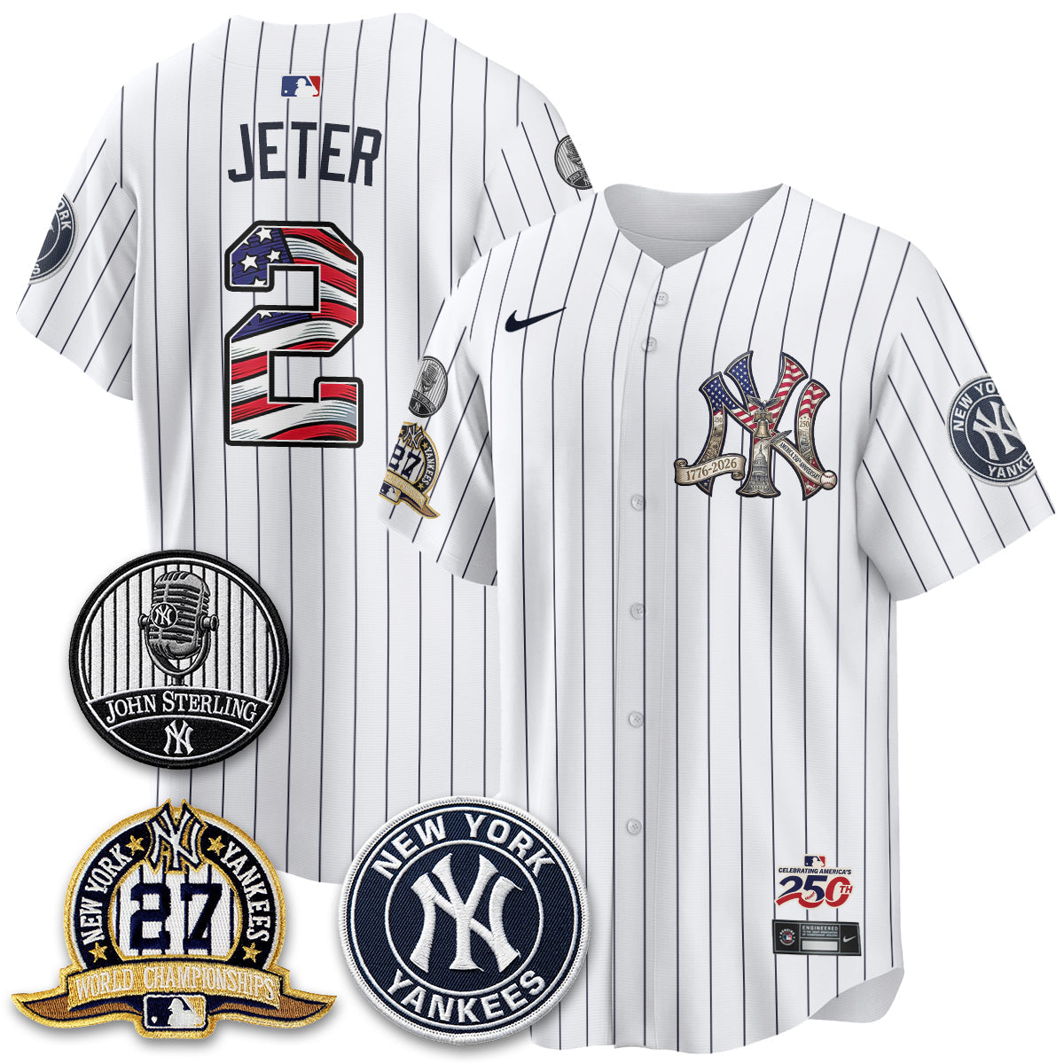 NYY Independence Day USA Vapor Limited Jersey - Stitched