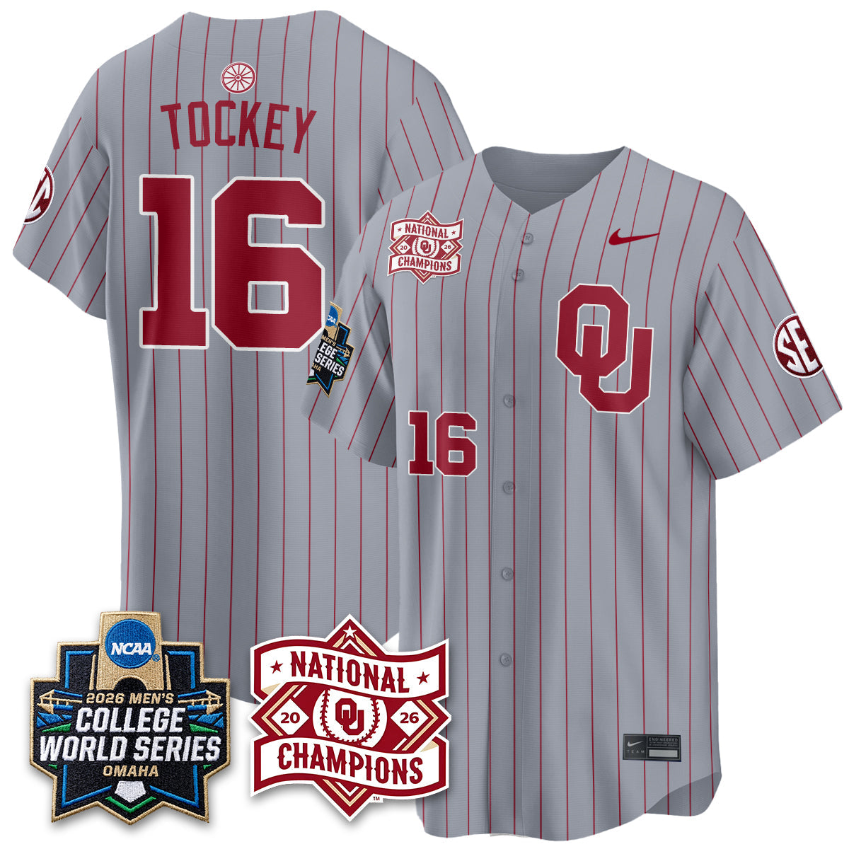 OU 2026 NCAA Baseball College World Series Champions Vapor Jersey - Stitched