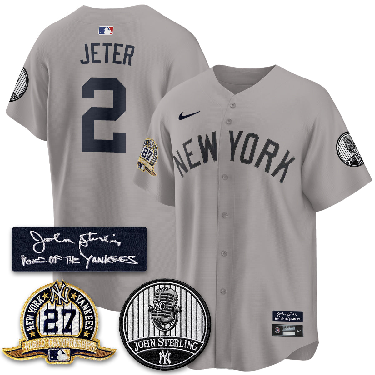 NYY John Sterling Tribute Patch Vapor Premier Limited Jersey - Stitched