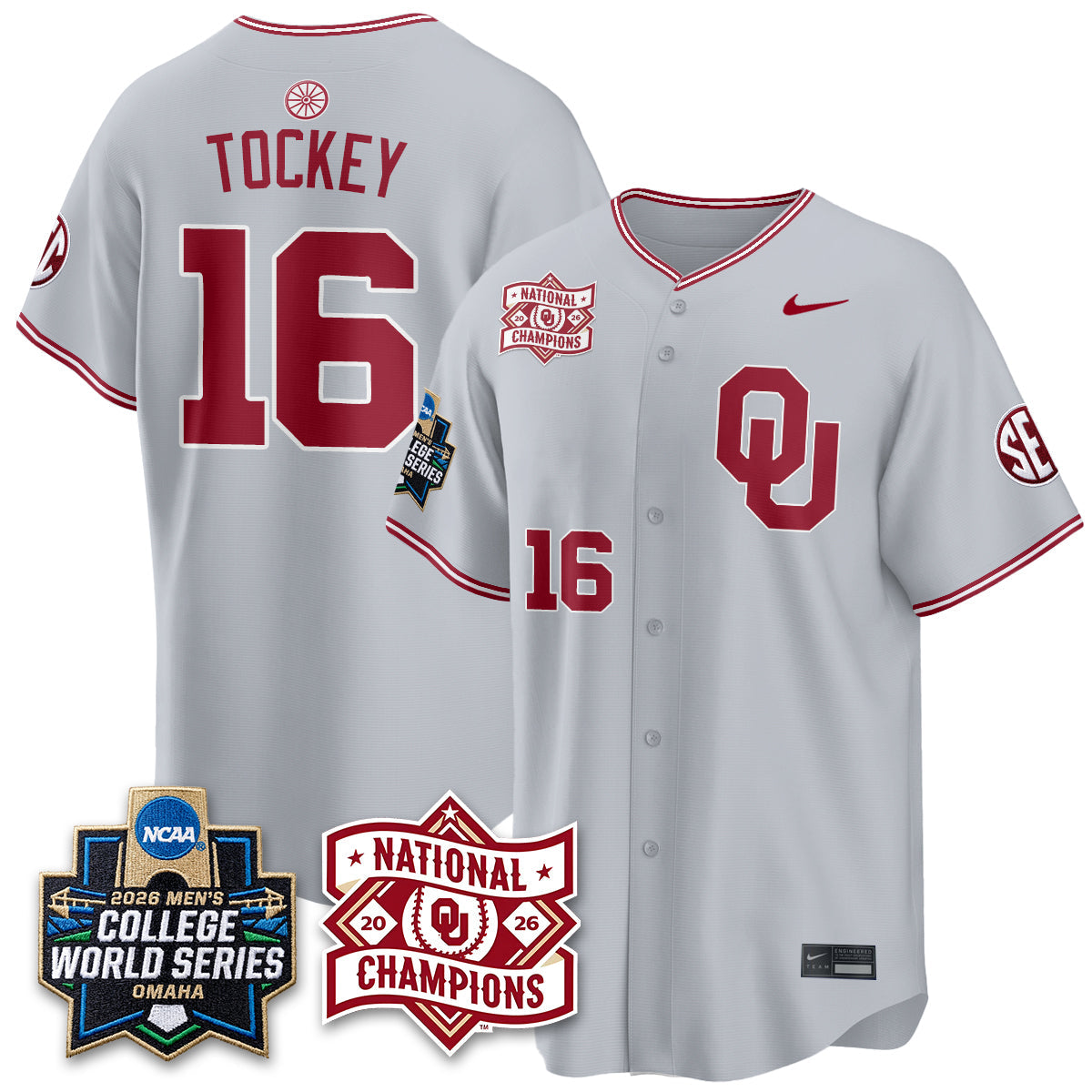 OU 2026 NCAA Baseball College World Series Champions Vapor Jersey - Stitched
