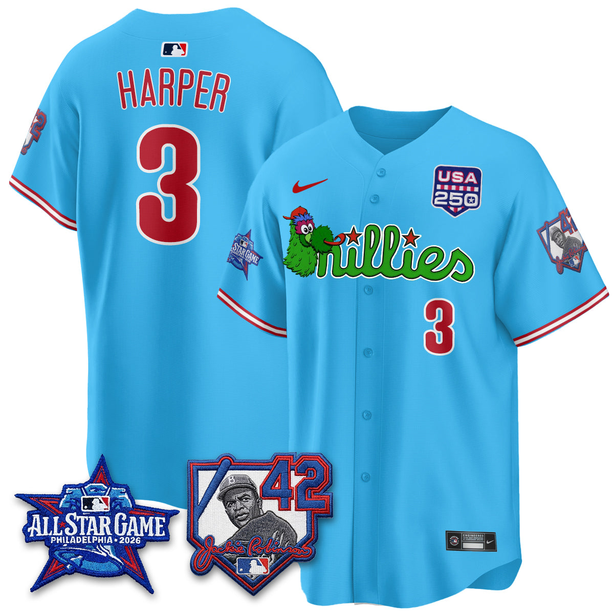 PHI Phanatic 2026 New Era & 250th USA Vapor Limited Jersey - All Star Game - All Stitched