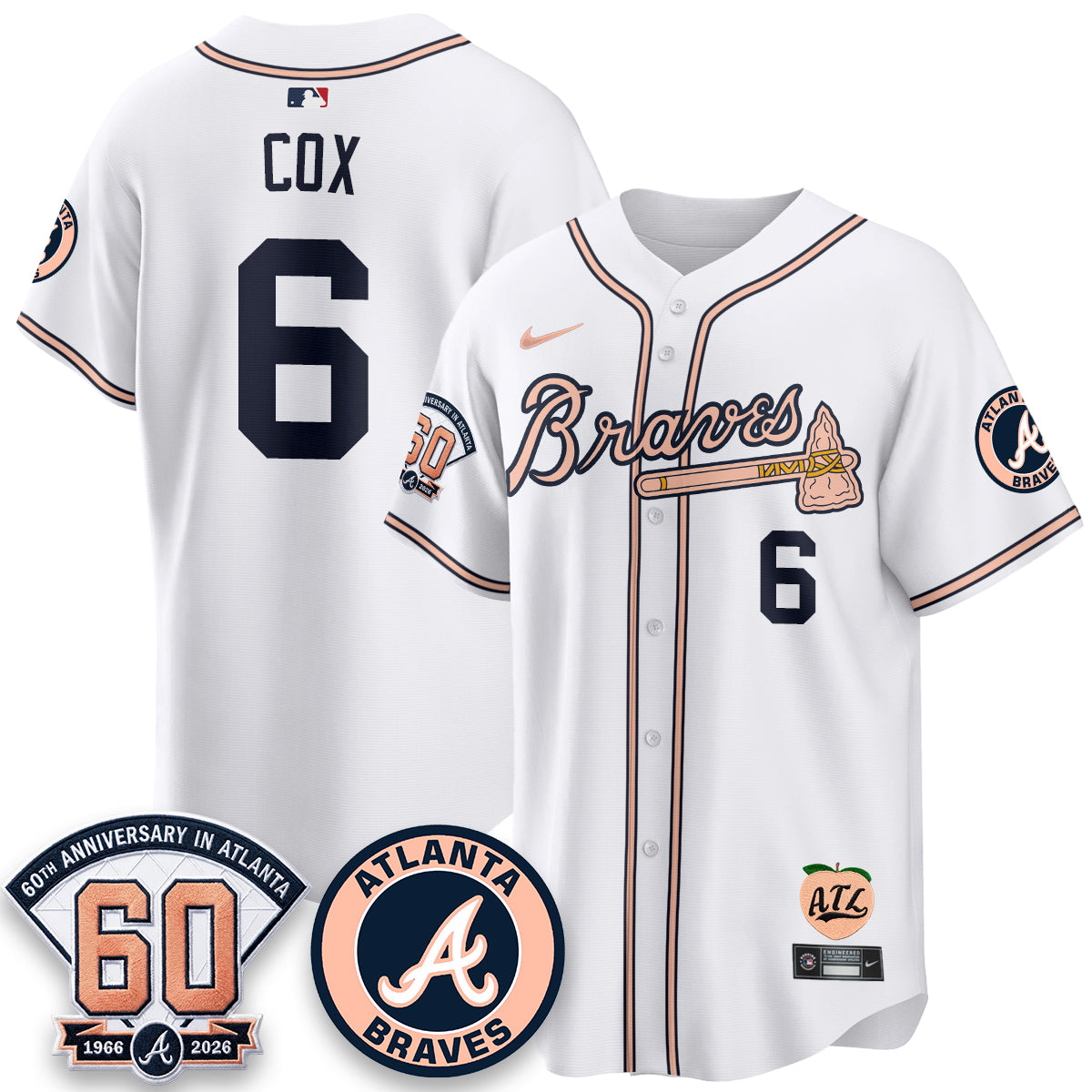 ATL 60th Anniversary Peach Edition Vapor Premier Limited Jersey - Stitched (28)
