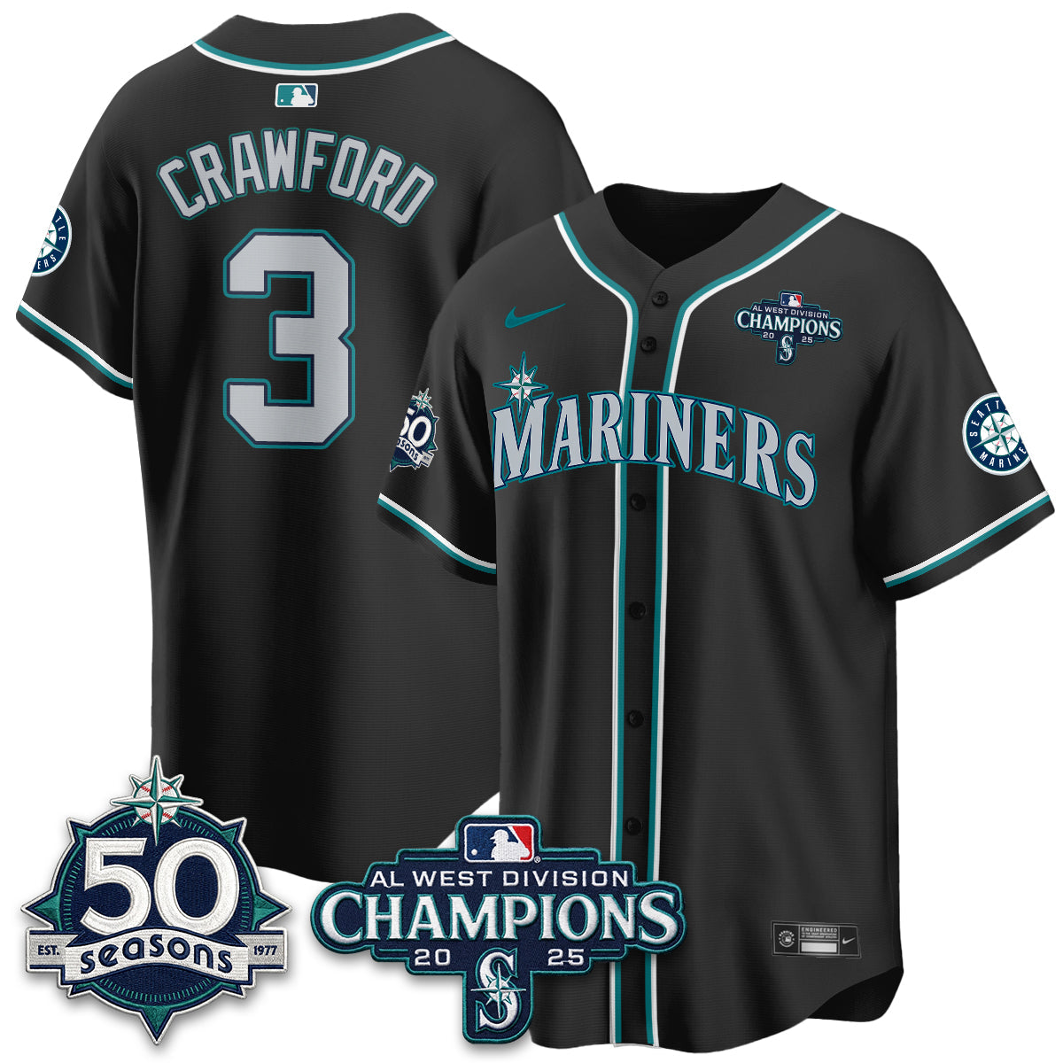 SEA 50th Anniversary Black Out Style Vapor Premier Limited Jersey - Stitched