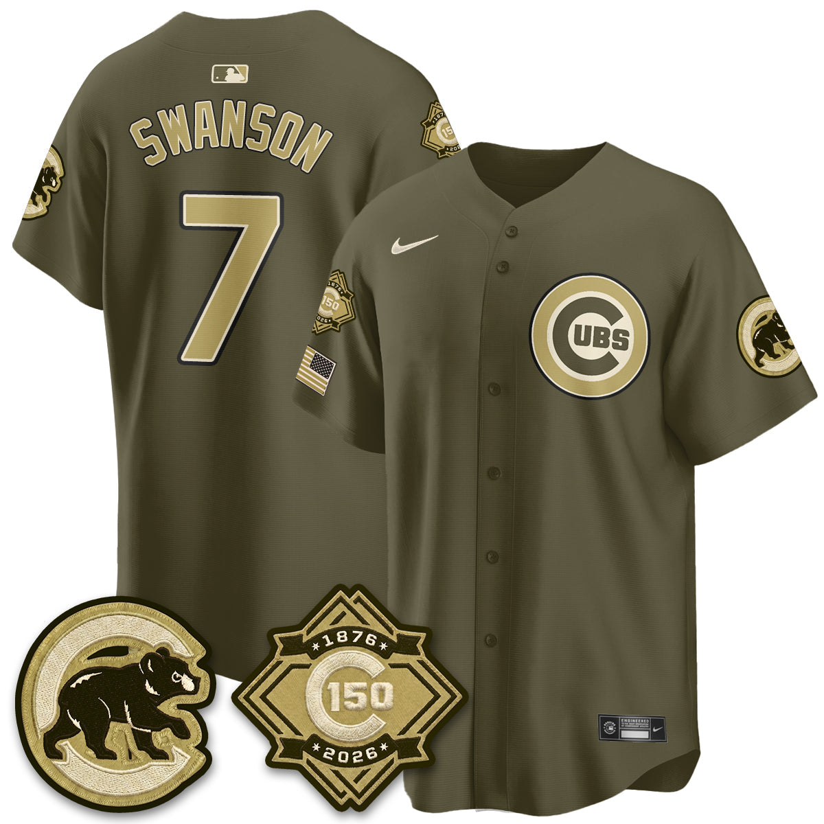 CHC New Era Olive 2026 Armed Forces Day Jersey -All Stitched