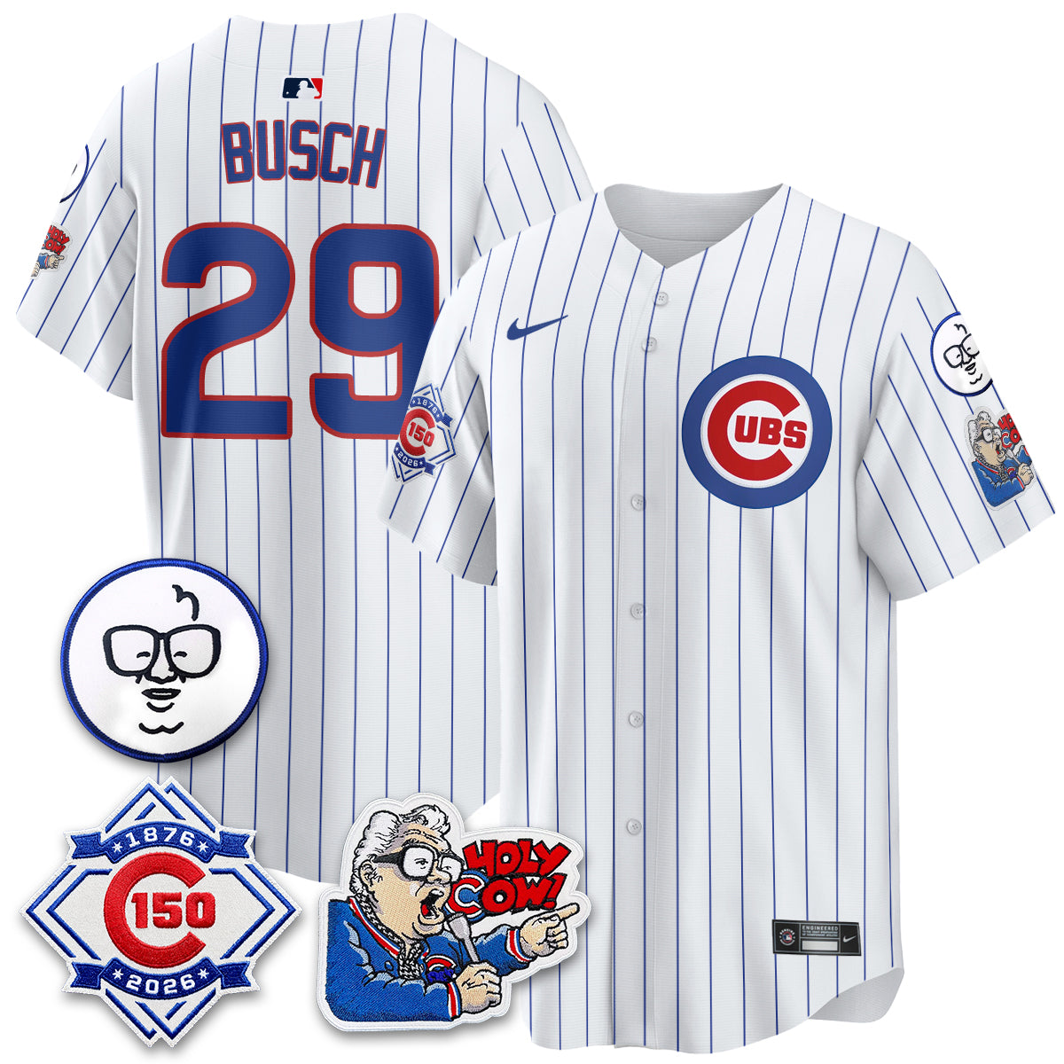 CHC 150th Anniversary Harry Caray Holy Cow Limited Blue Jersey - Stitched V2