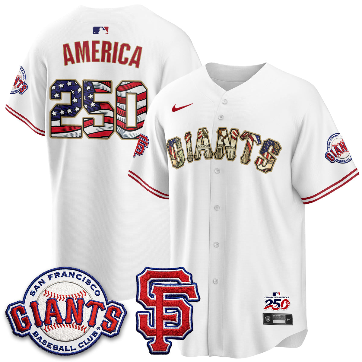 San Francisco Giants2026 Independence Day USA Jersey - Stitched