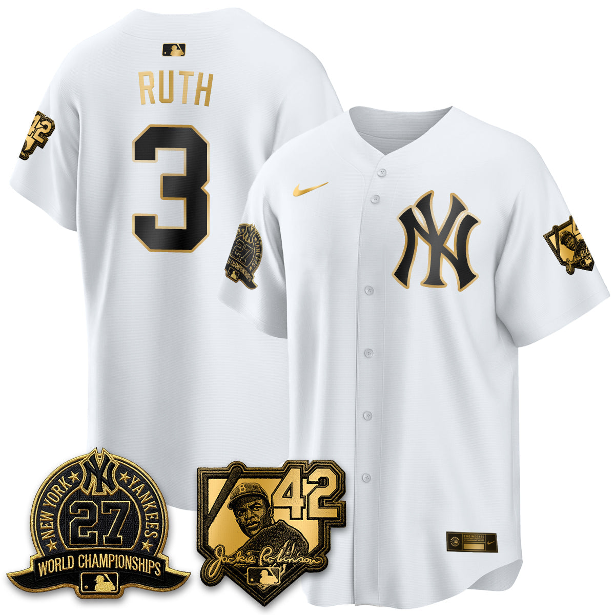 NYY 2026 Jackie Robinson Day Vapor Limited Gold Edition Jersey - All Stitched