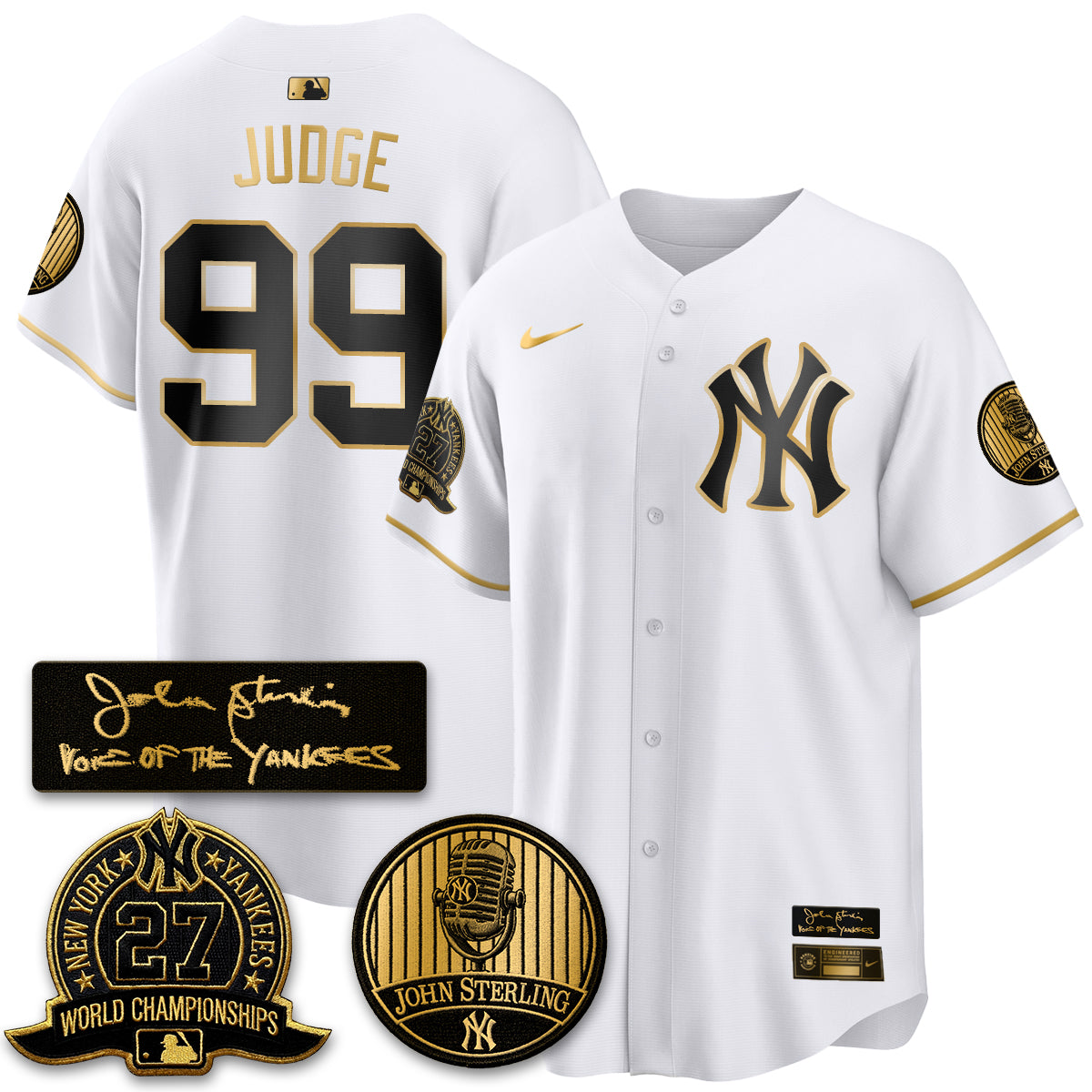 NYY John Sterling Tribute Patch Vapor Premier Limited Jersey - Stitched