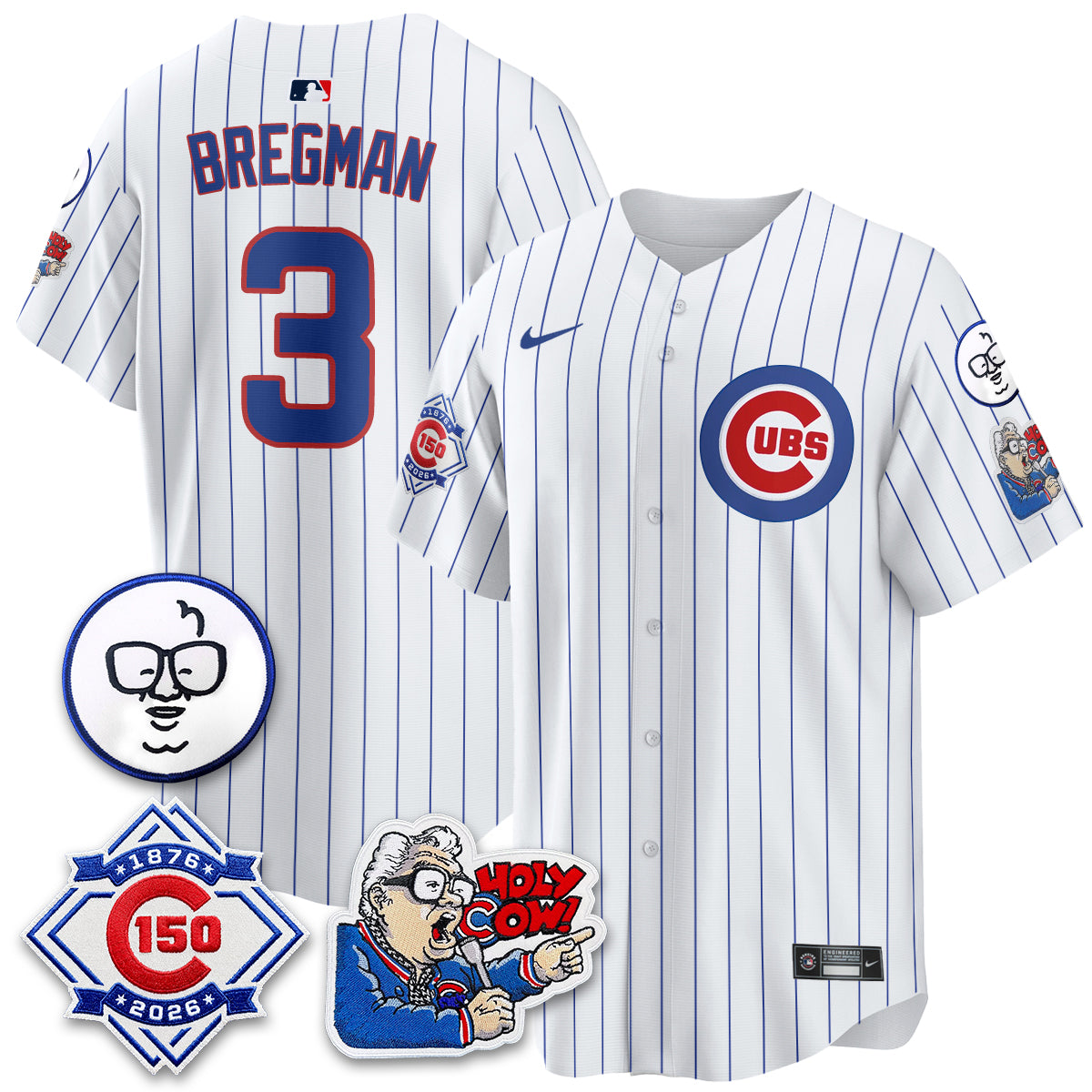 CHC 150th Anniversary Harry Caray Holy Cow Limited Blue Jersey - Stitched V2