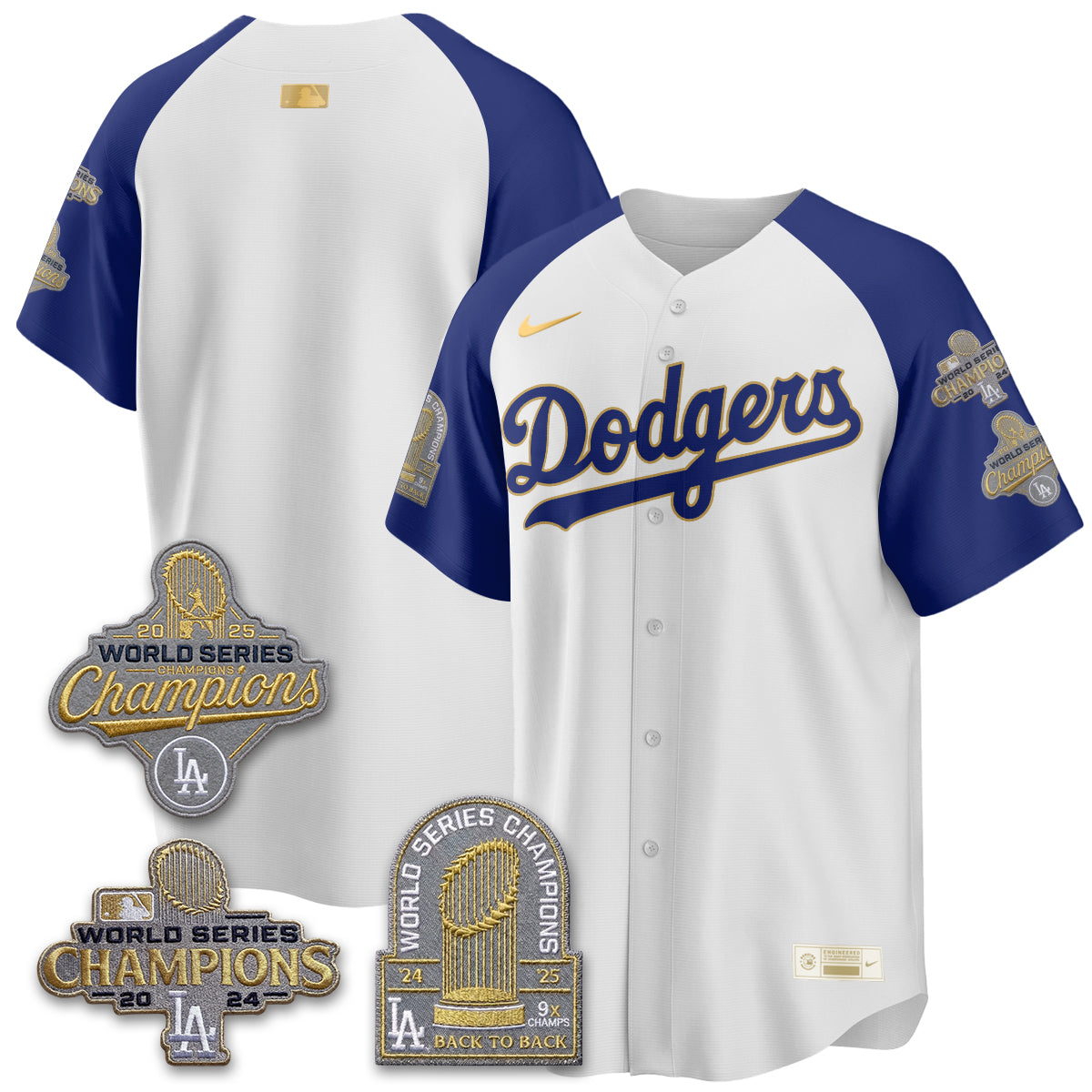 LAD Gold Collection Stadium Vapor Limited Jersey - Back to Back 9x Champs - Stitched