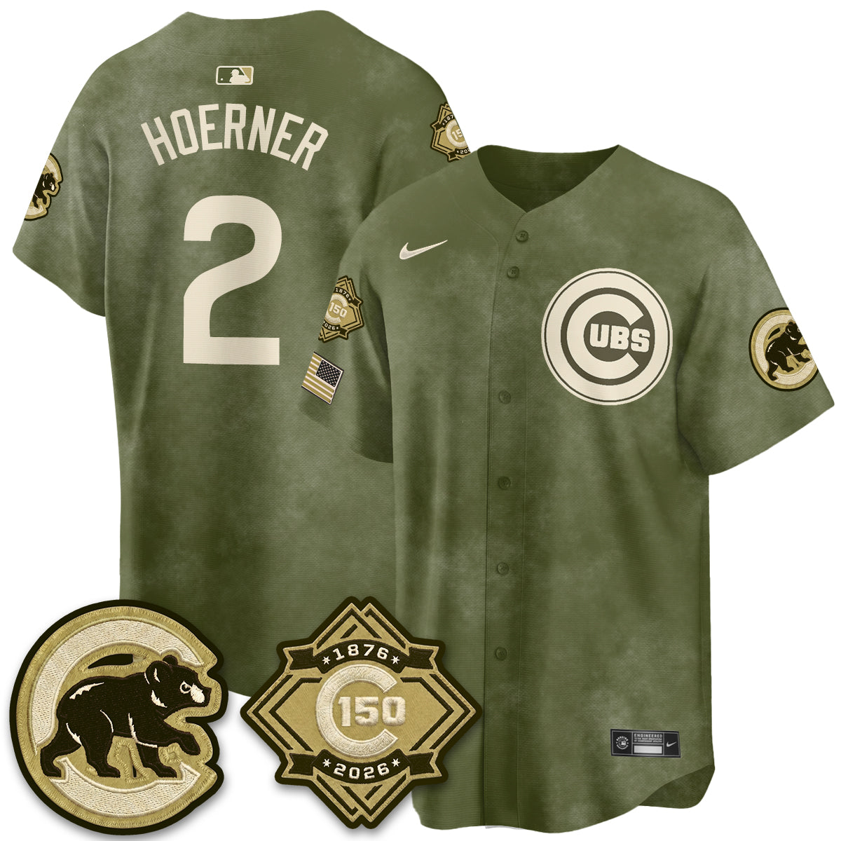 CHC New Era Olive 2026 Armed Forces Day Jersey -Stitched