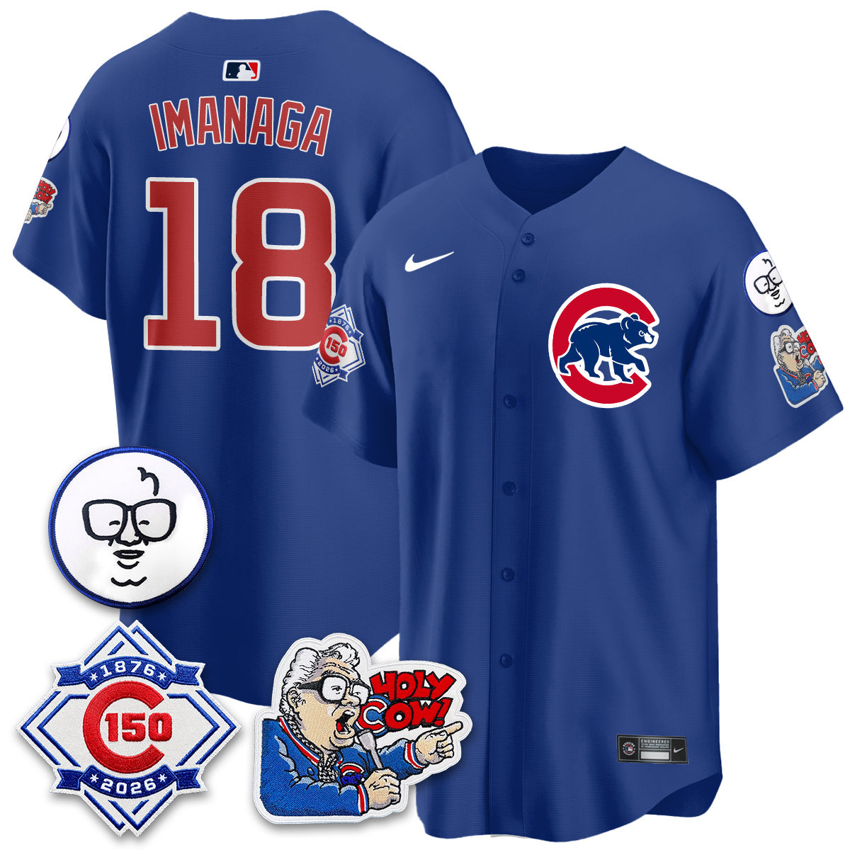 CHC 150th Anniversary Harry Caray Holy Cow Limited Navy Jersey - Stitched V2