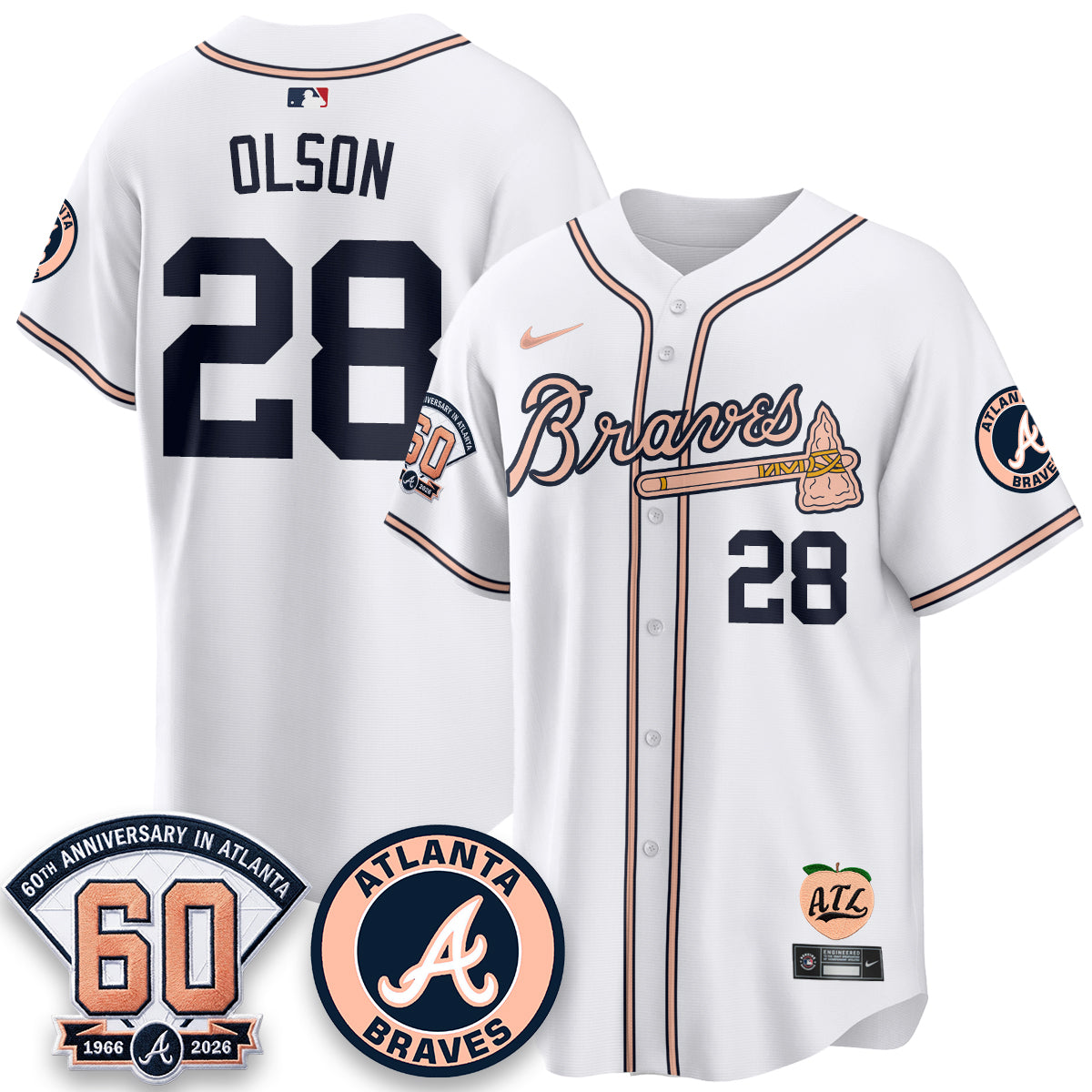 ATL 60th Anniversary Peach Edition Vapor Premier Limited Jersey - Stitched (28)