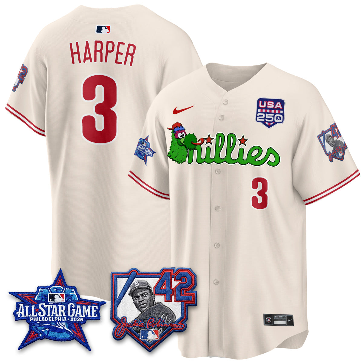 PHI Phanatic 2026 New Era & 250th USA Vapor Limited Jersey - All Star Game - All Stitched