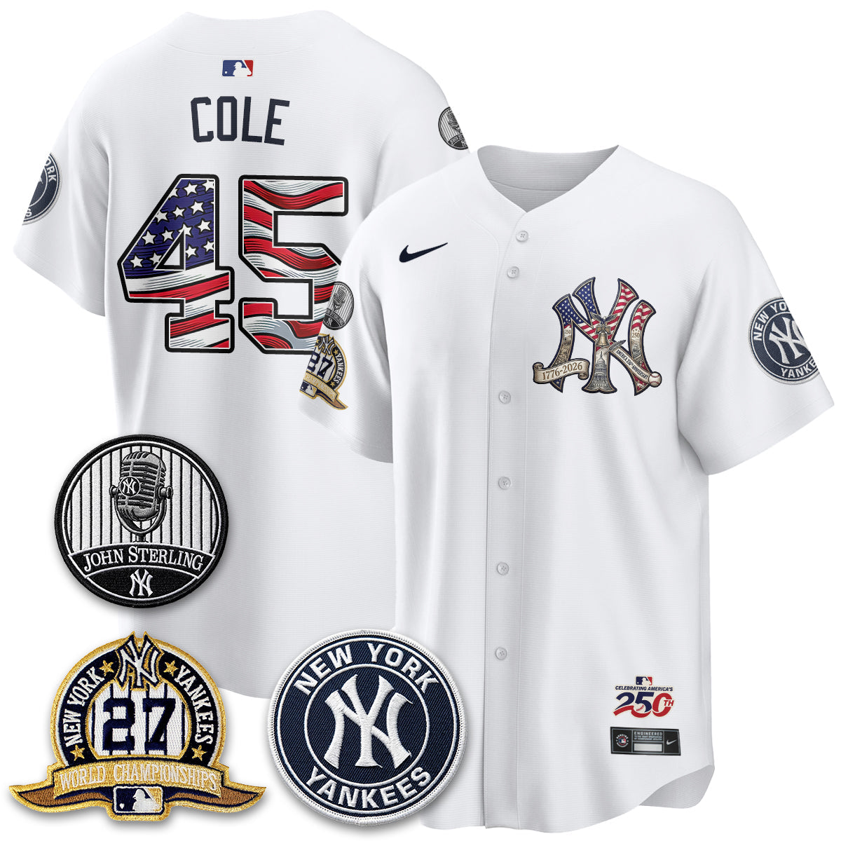 NYY Independence Day USA Vapor Limited Jersey - Stitched