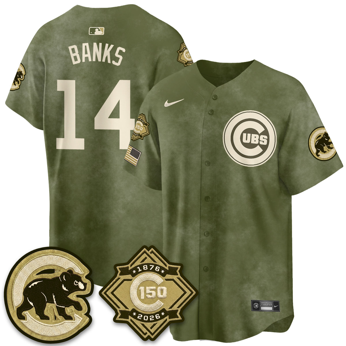 CHC New Era Olive 2026 Armed Forces Day Jersey -All Stitched