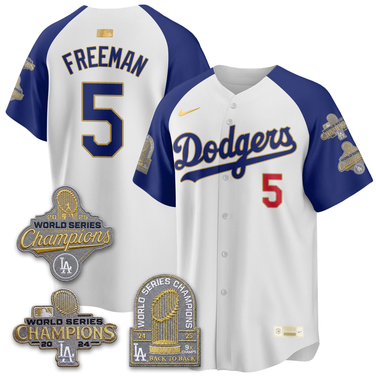 LAD Gold Collection Stadium Vapor Limited Jersey - Back to Back 9x Champs - Stitched