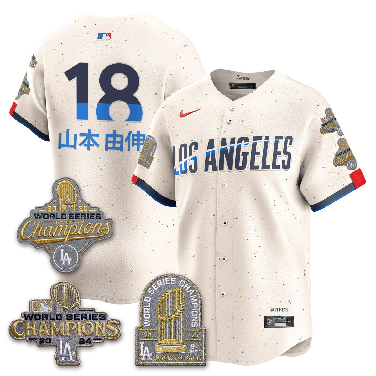 LAD Gold Collection Stadium Vapor Limited Jersey - Back to Back 9x Champs - Stitched