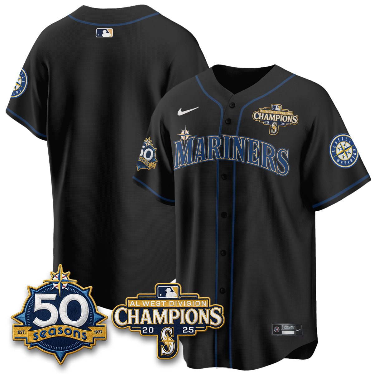 SEA 50th Anniversary Black Out Style Vapor Premier Limited Jersey - Stitched