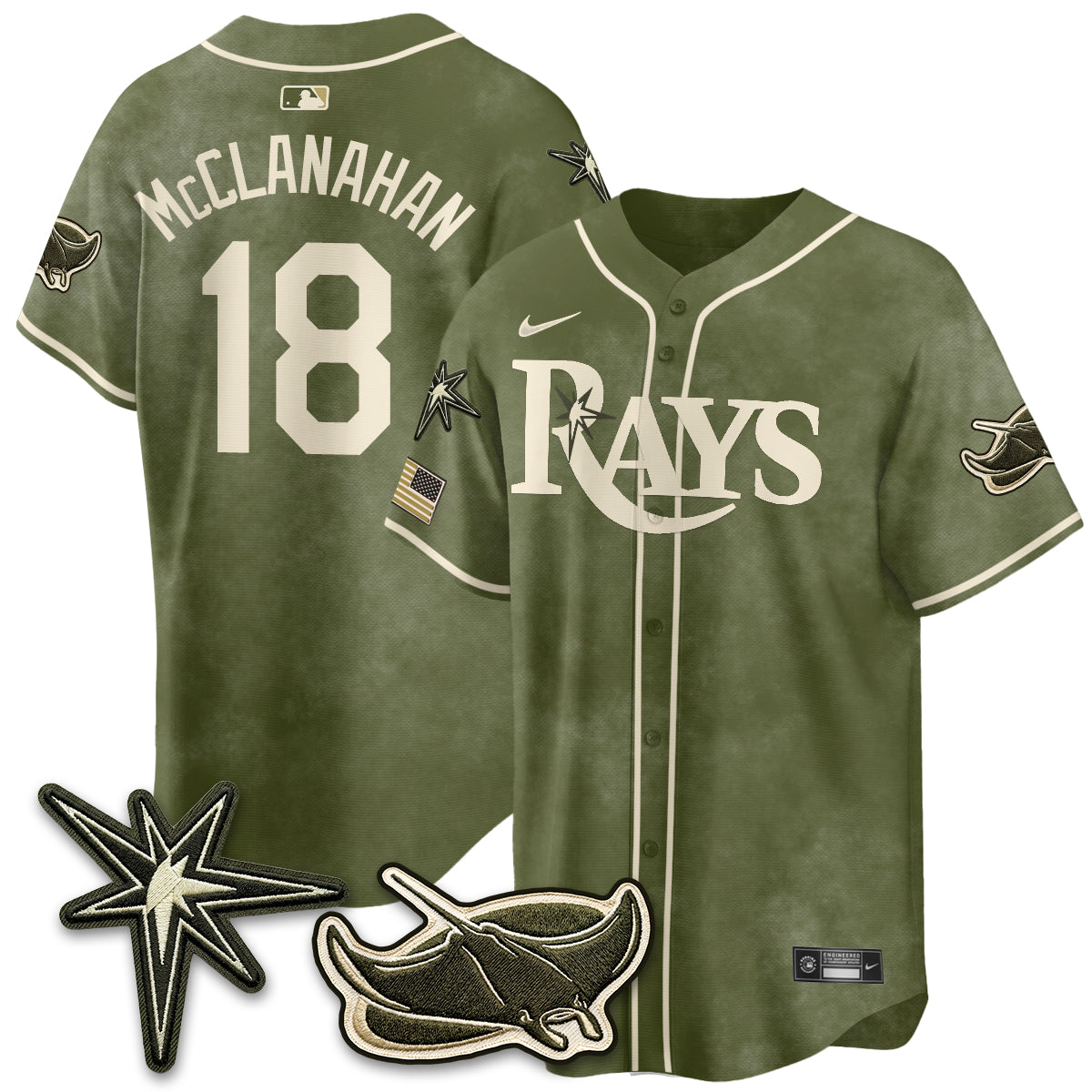 TB New Era Olive 2026 Armed Forces Day Jersey - Stitched