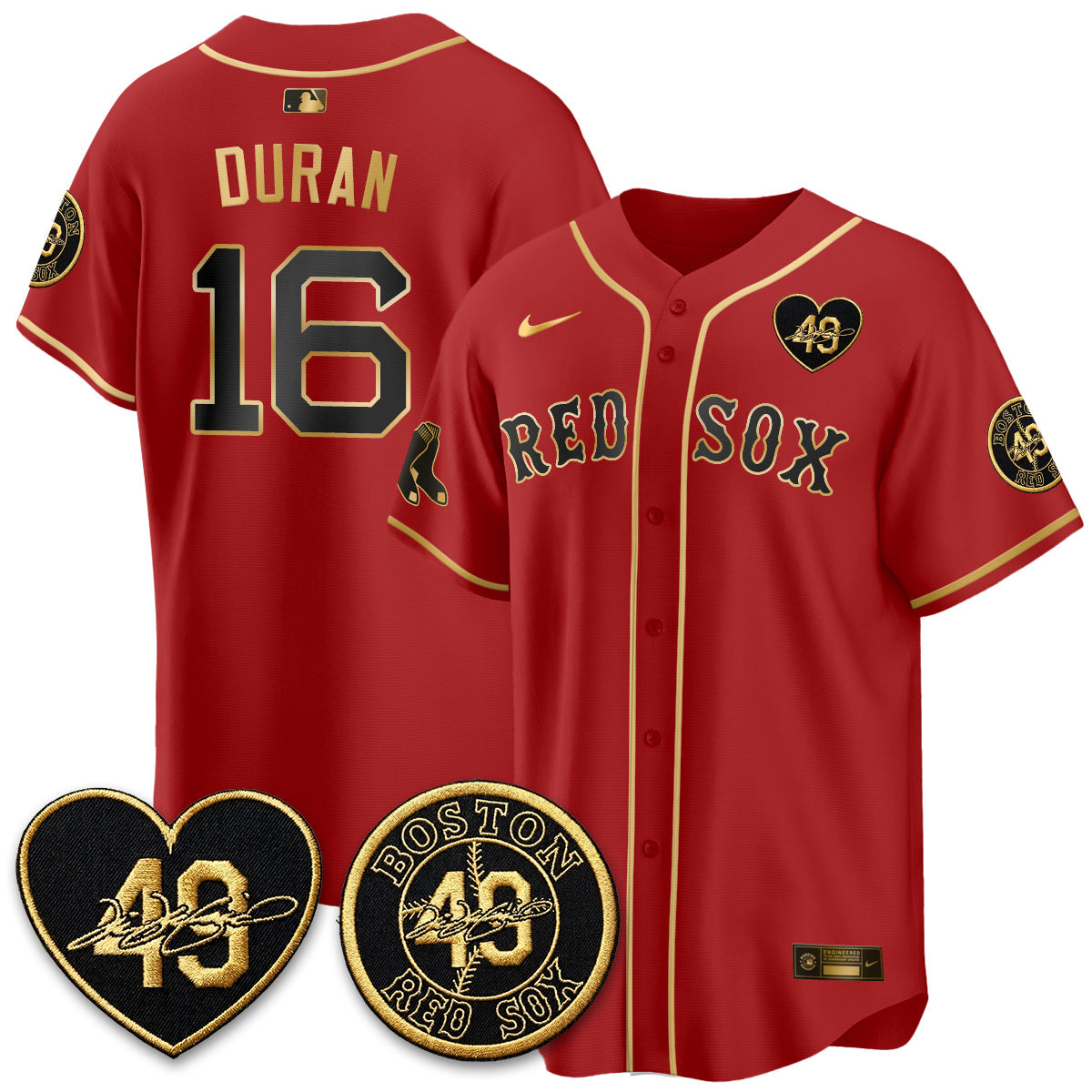 BOS Tim Wakefield Memorial Patch Vaper Premier Limited Gold Edition Jersey - Stitched