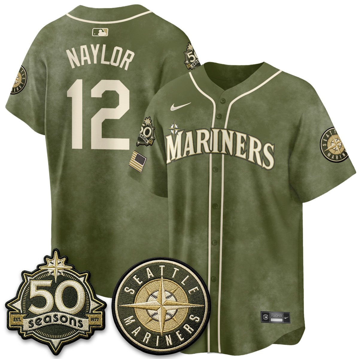 SEA New Era Olive 2026 Armed Forces Day Jersey - Stitched