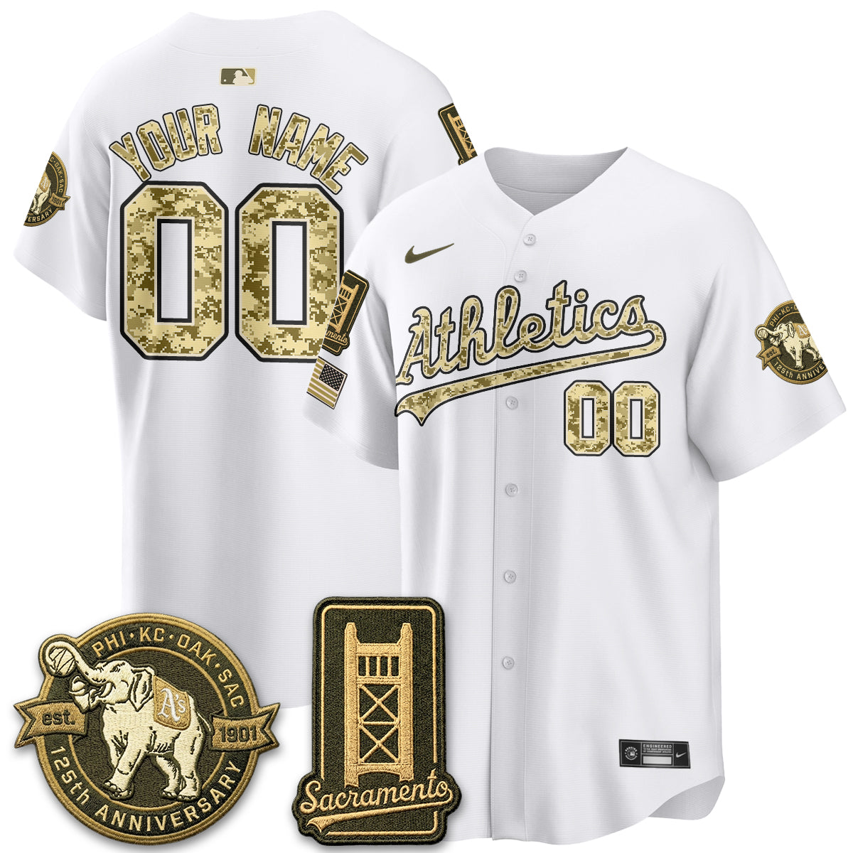 OAK Military Appreciation Game Day Custom Jersey - Stitched
