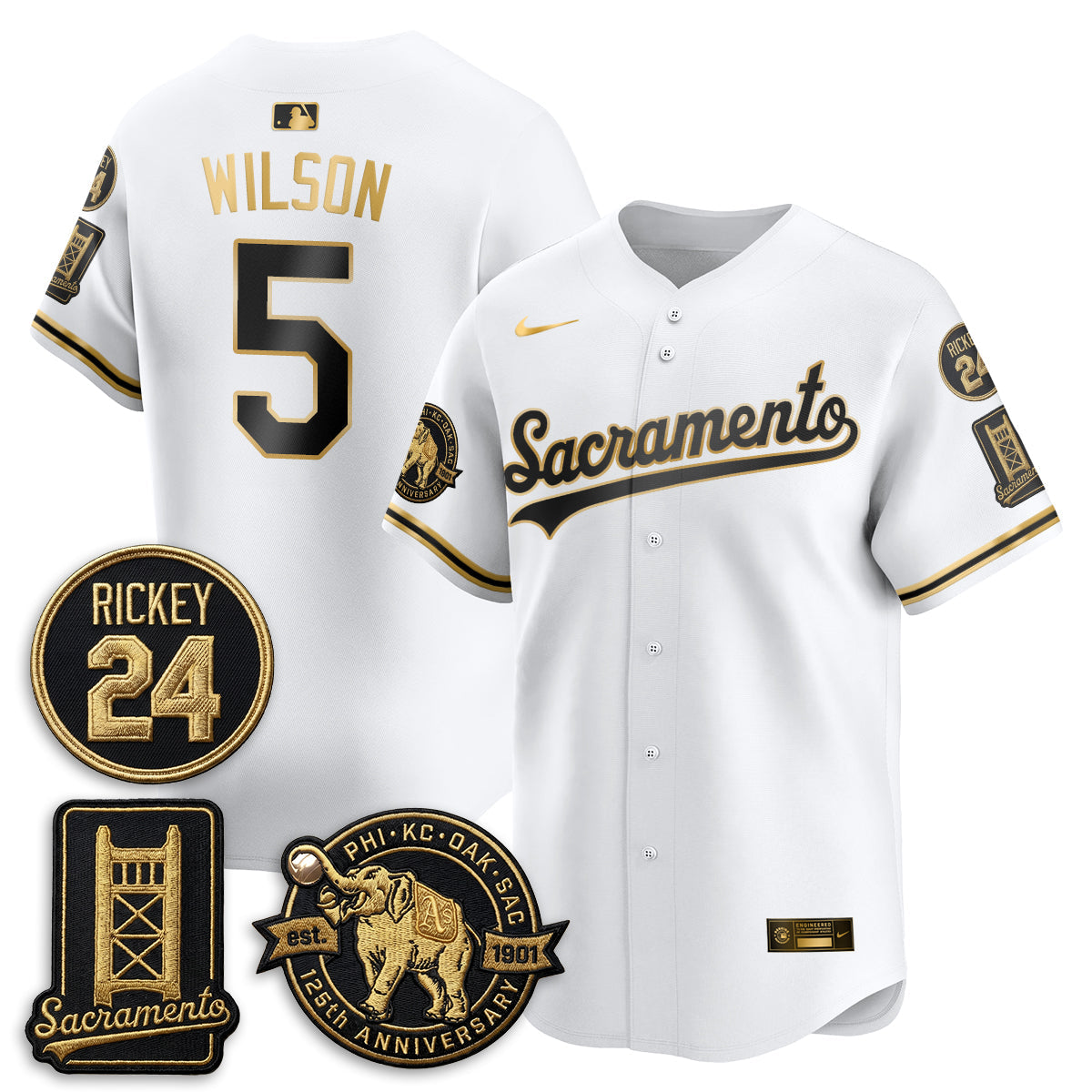 OAK 2026 Alternate Sacramento 125 Years Limited Vapor Gold Edition Jersey - All Stitched
