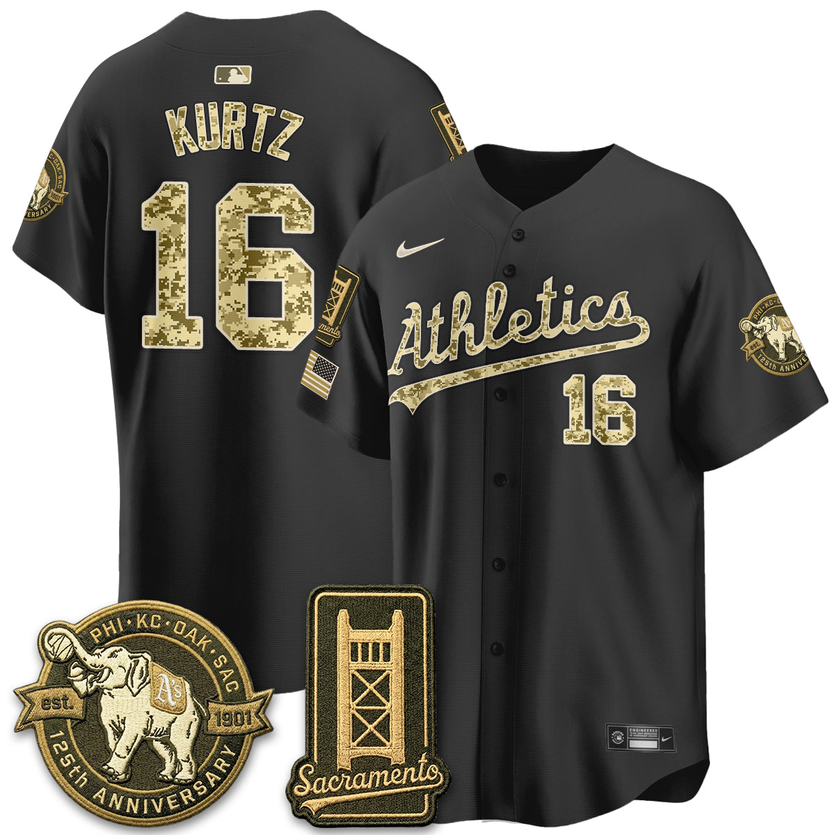 OAK Military Appreciation Game Day Jersey - Stitched