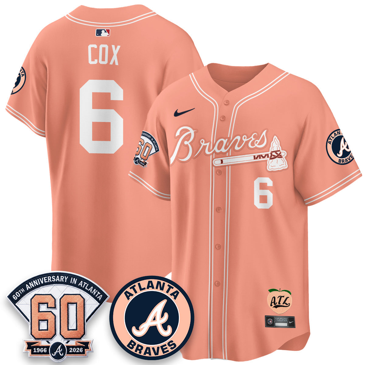 ATL 60th Anniversary Peach Edition Vapor Premier Limited Jersey - Stitched (28)