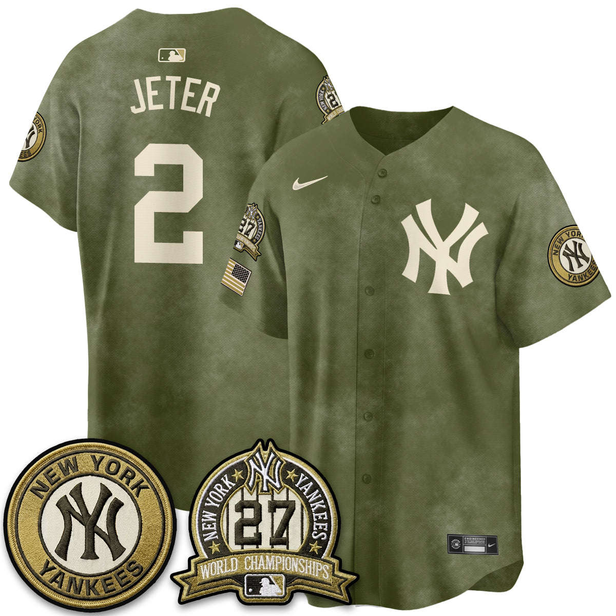 NYY New Era Olive 2026 Armed Forces Day Jersey -All Stitched