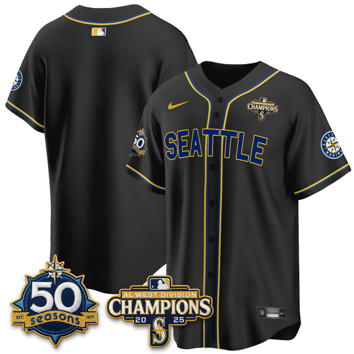 SEA 50th Anniversary Black Out Style Vapor Premier Limited Jersey - Stitched