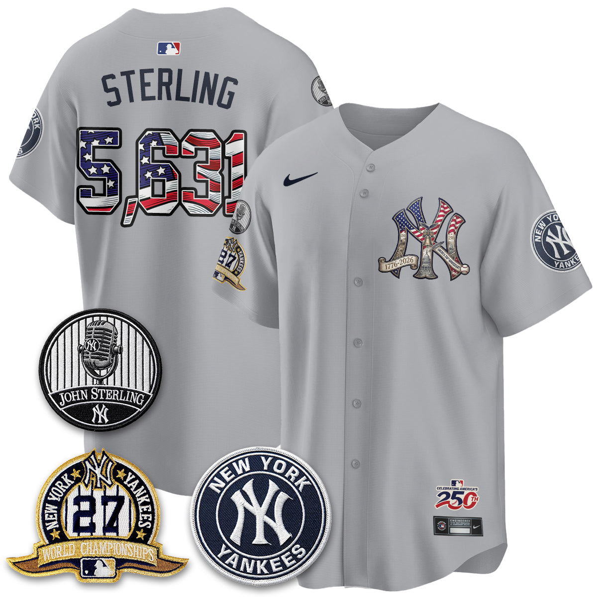 NYY Independence Day USA Vapor Limited Jersey - Stitched