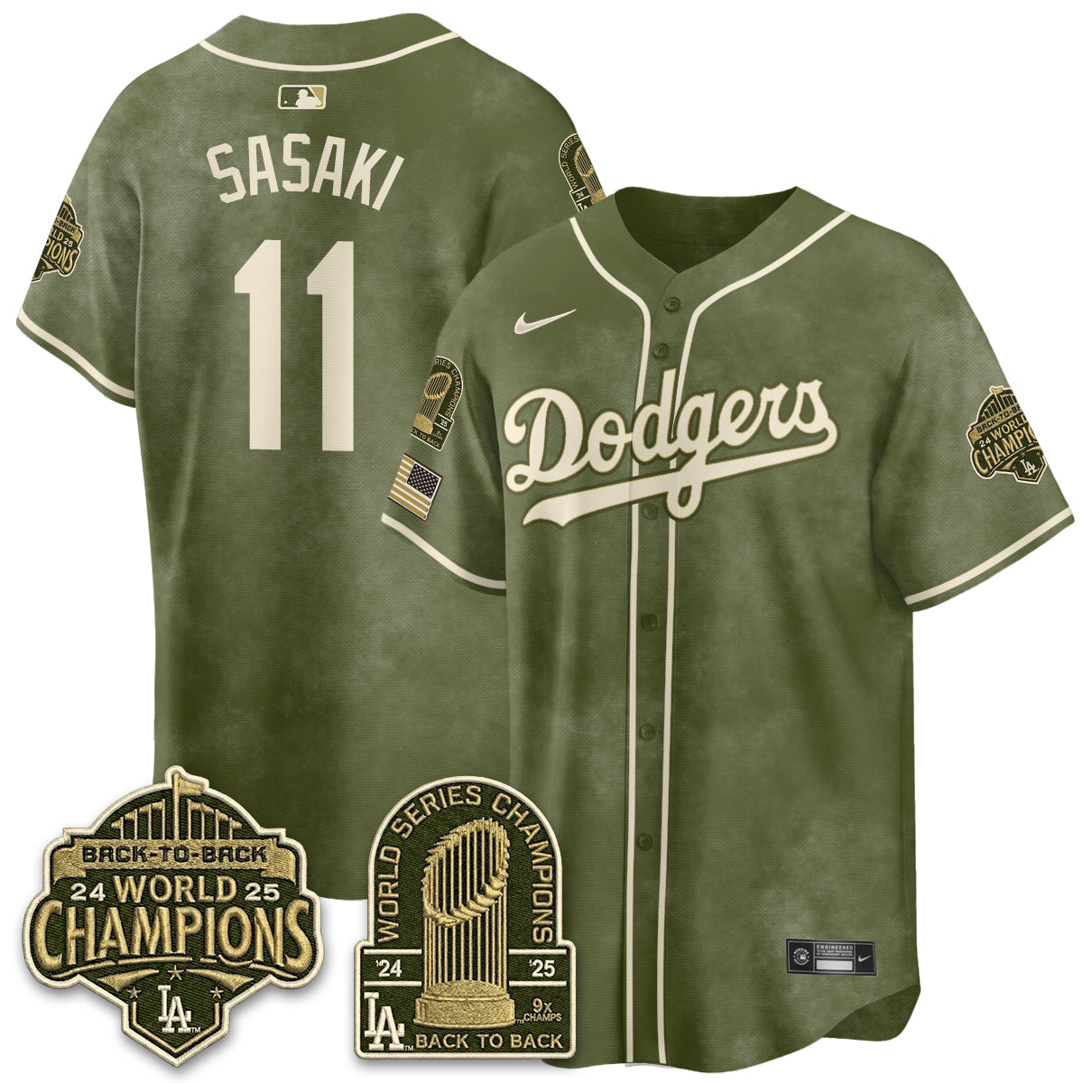 LAD New Era Olive 2026 Armed Forces Day Jersey -All Stitched