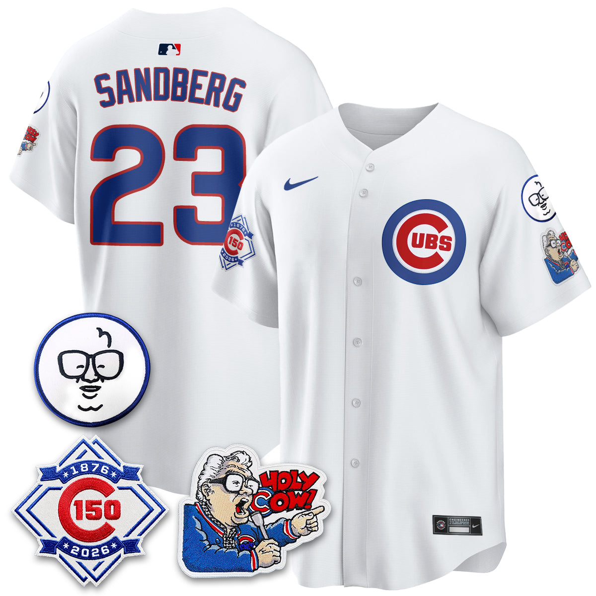 CHC 150th Anniversary Harry Caray Holy Cow Limited Blue Jersey - Stitched V2