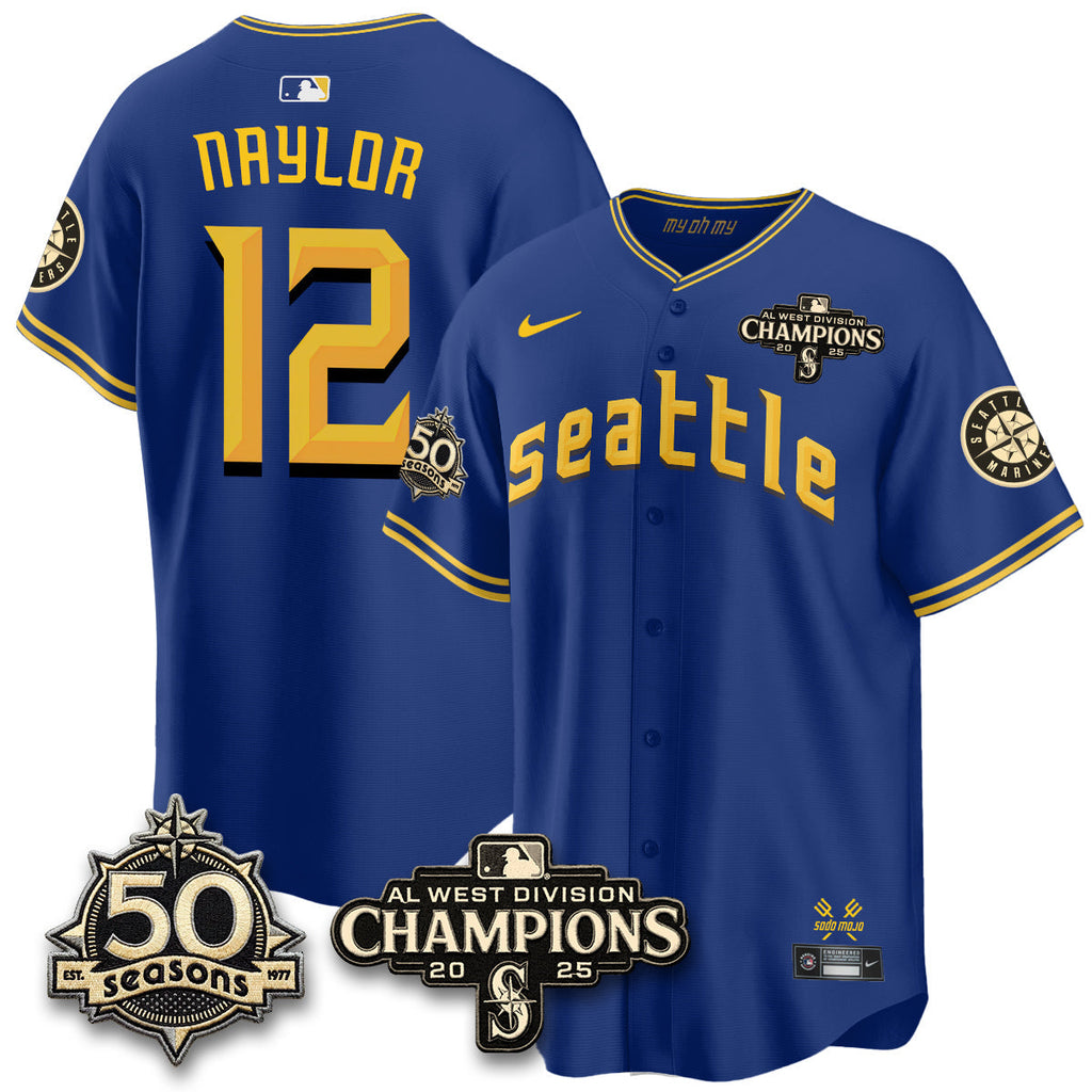SEA Limited Throwback Cream Jersey - 50th Anniversary & AL West Division Champions - Stitched